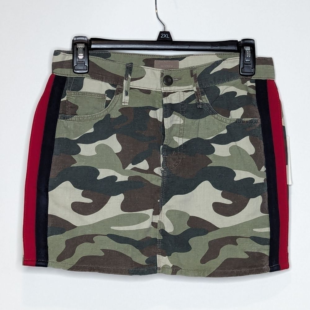 Mother Denim The Vagabond Mini Skirt Double Time Camo Side Stripe Size 25